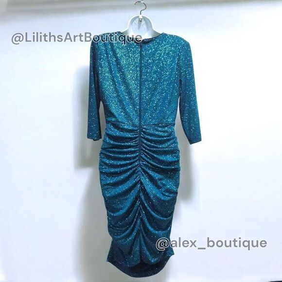 Calvin Klein Runched Glitter Bodycon Midi Dress(C037)-Size 10 for Women - Picture 4 of 12